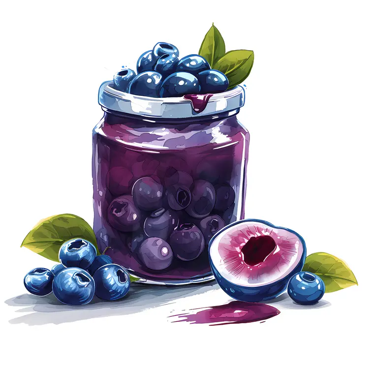Blueberries in Jar with Plum