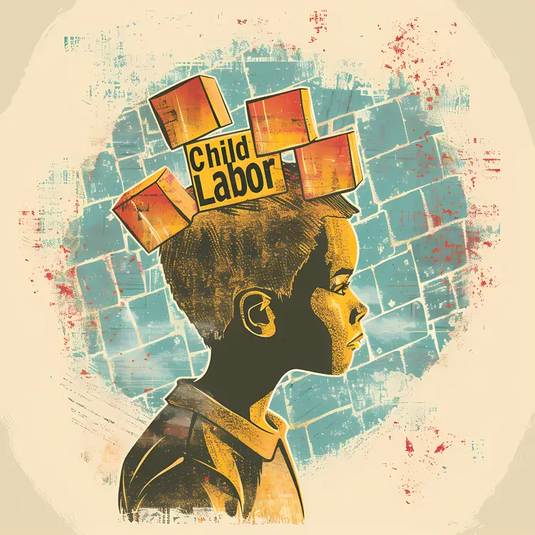 Child Labor Silhouette with Bricks