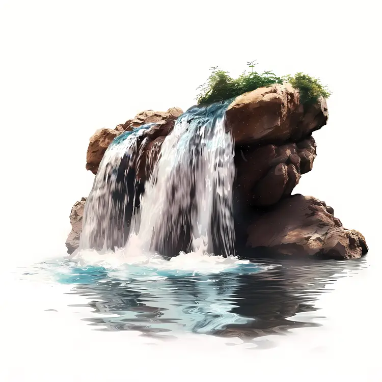 Small Waterfall with Rocks and Water