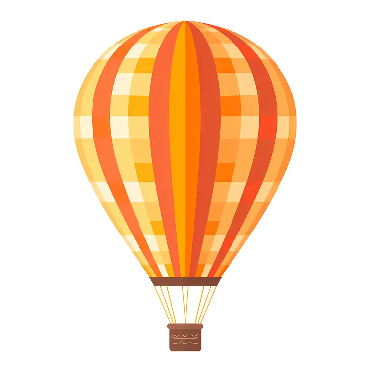 Orange Checkered Hot Air Balloon in the Sky