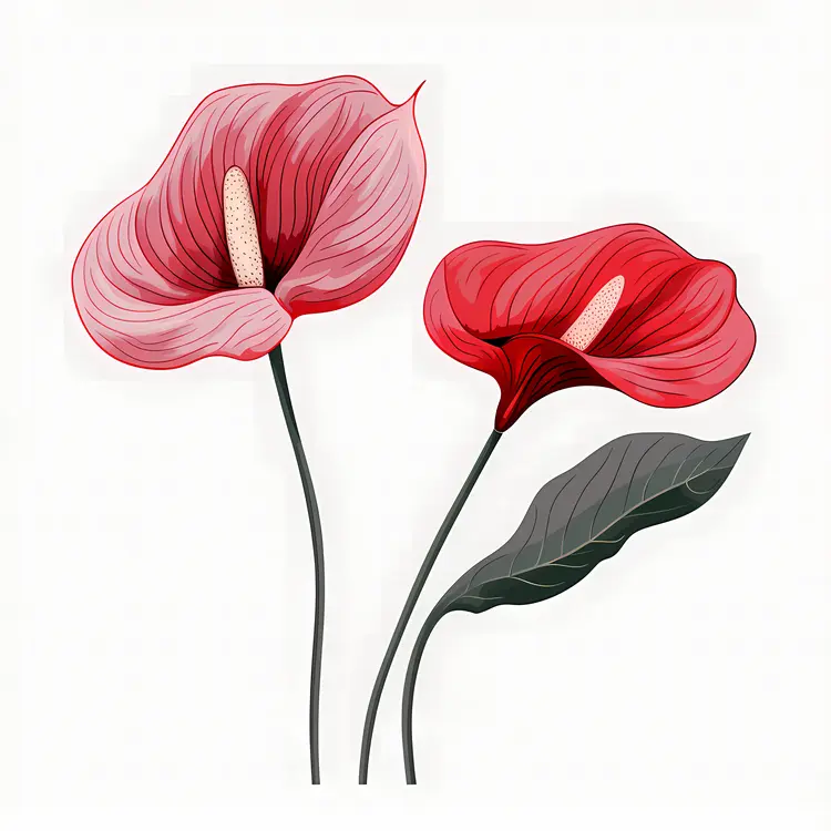 Beautiful Red Flowers with Green Leaves
