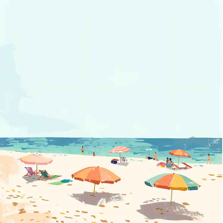 Colorful Umbrellas on a Sunny Beach