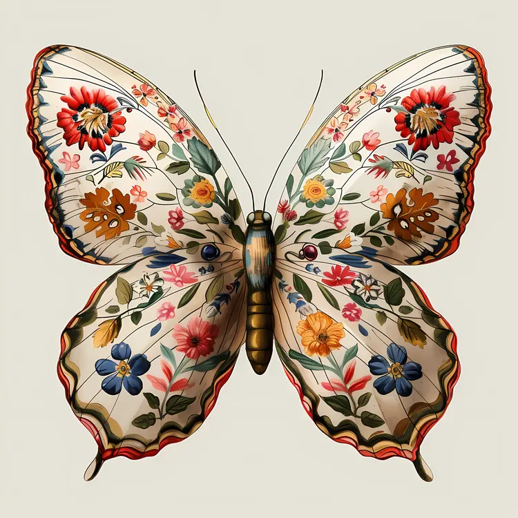 Floral Butterfly with Intricate Patterns