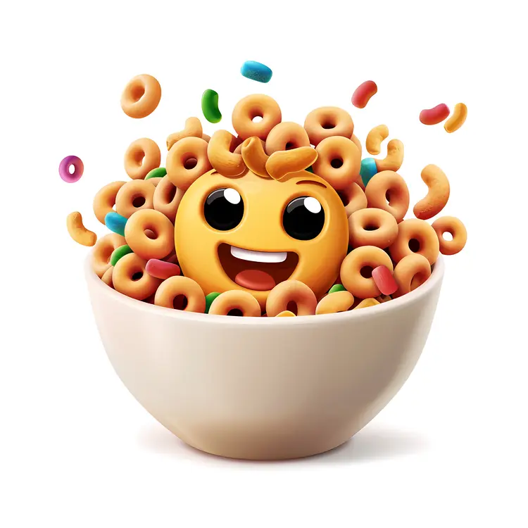 Happy Cereal Bowl with Colorful Cereal