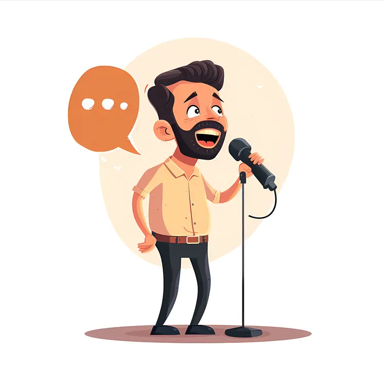 Man with Microphone Giving a Speech