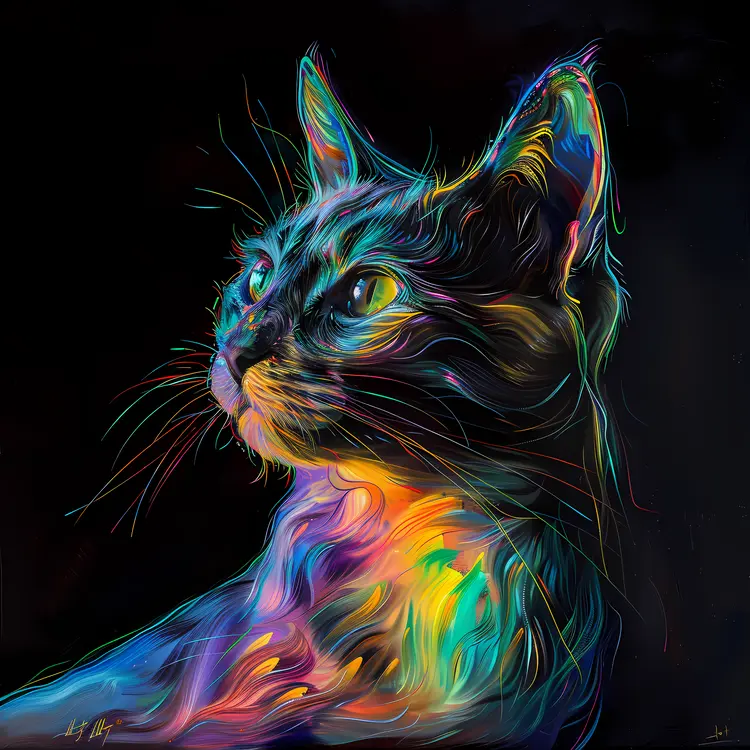 Colorful Cat in Digital Art