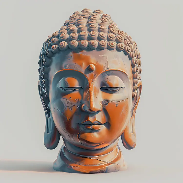 Orange and Blue Buddha Statue Illustration
