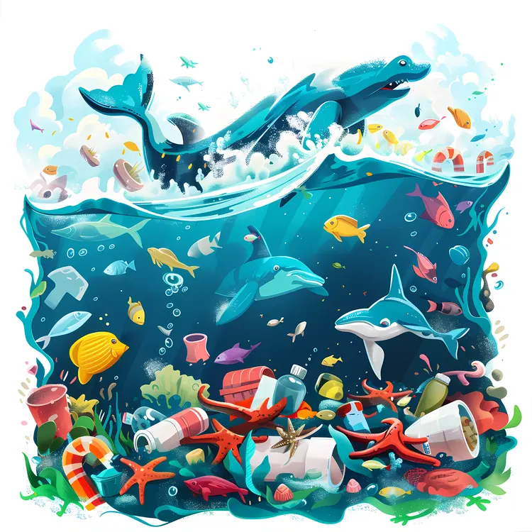 Ocean Pollution with Marine Life