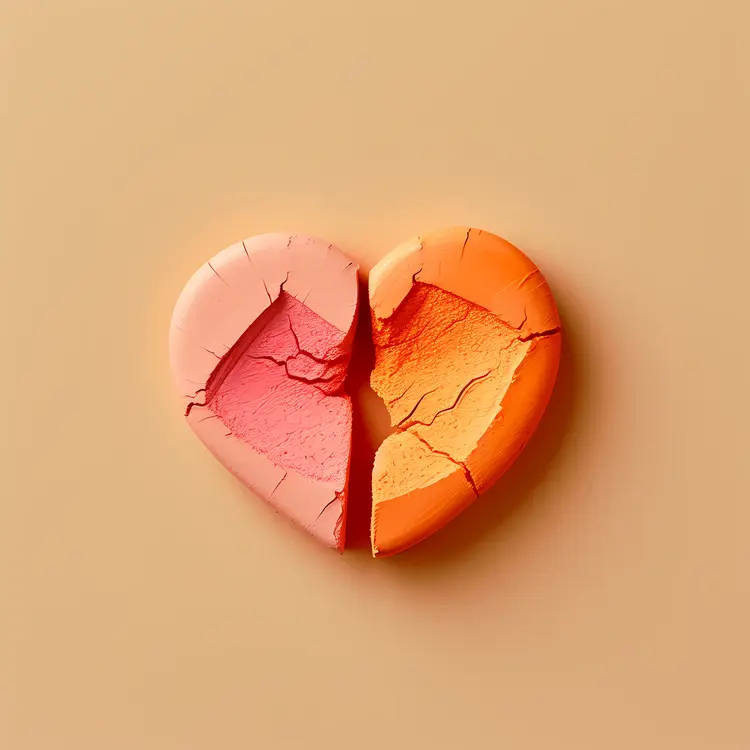 Orange Cracked Heart Illustration