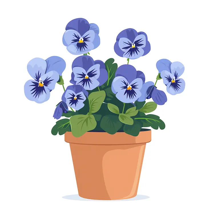 Blue Flowers in Terracotta Pot