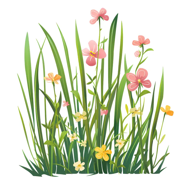 Flowers and Grass Illustration