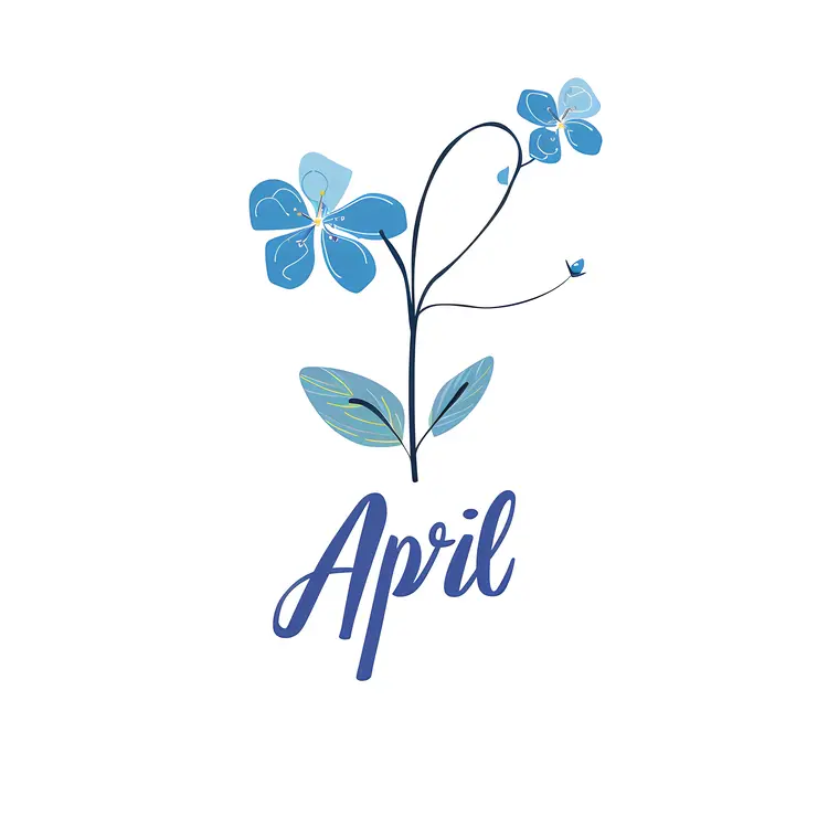 Blue Flowers Illustration for April