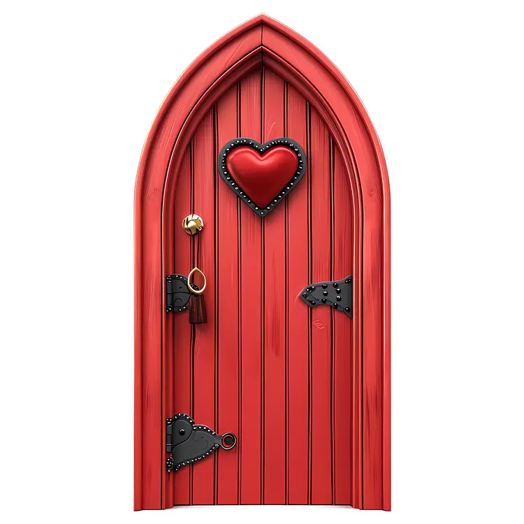 Red Gothic Door with Heart for Valentine's Day