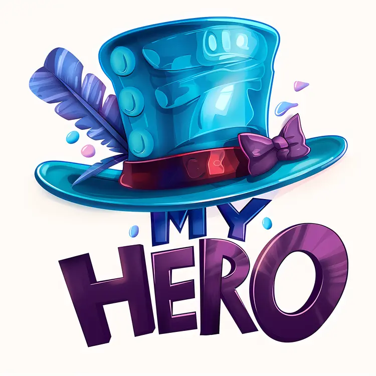 Blue Hat with Feather and Bow