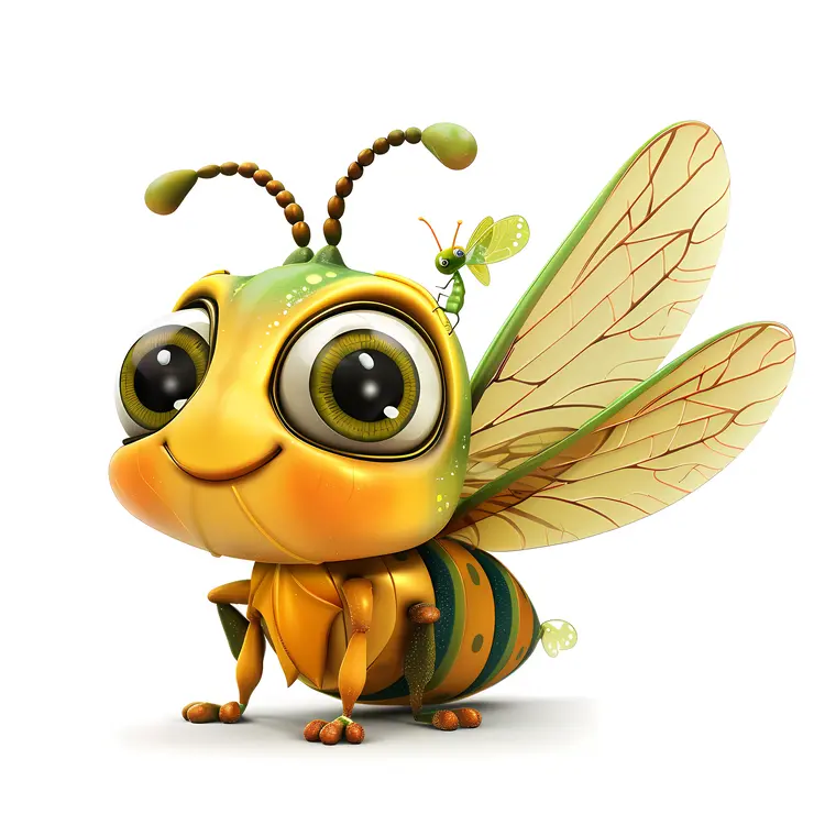 Cute Cartoon Bee with Big Eyes