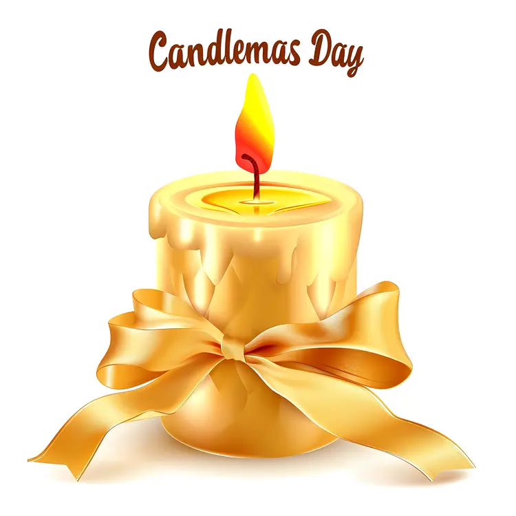 Golden Candle with Ribbon for Candlemas Day
