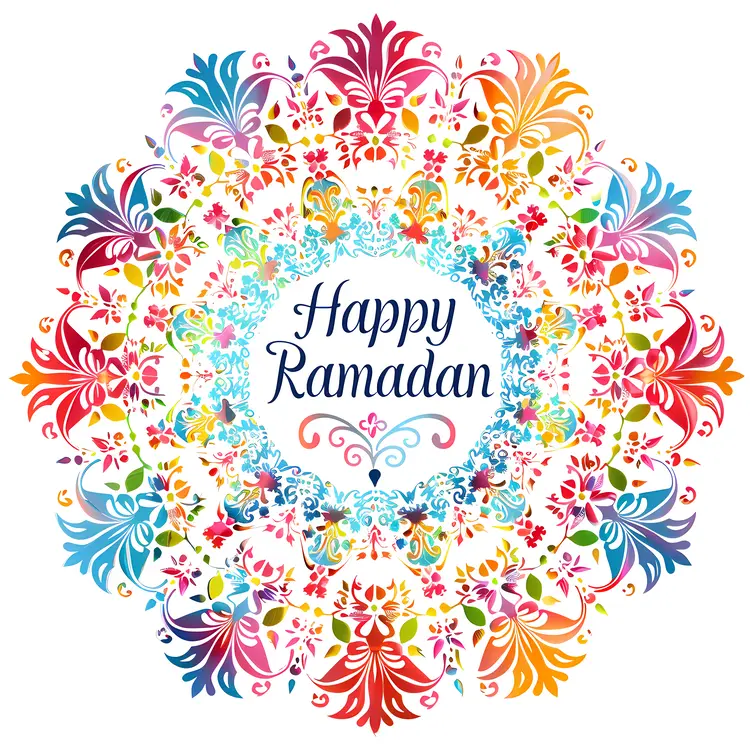Happy Ramadan with Colorful Mandala Design