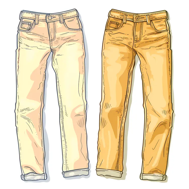 Light Yellow and Yellow Jeans Illustration
