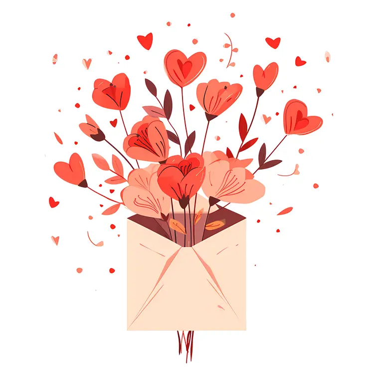Heart-shaped Flowers in Envelope