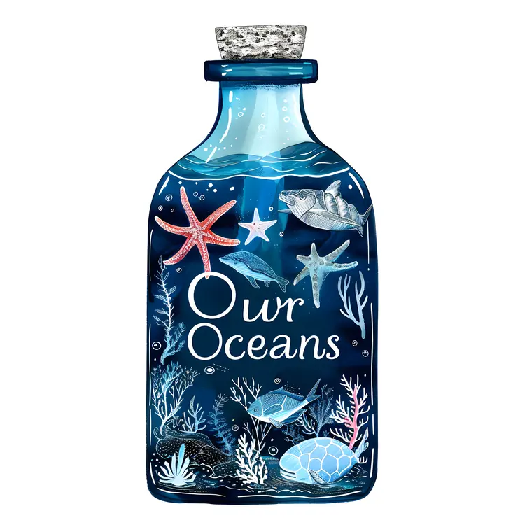Our Oceans Bottle with Marine Life