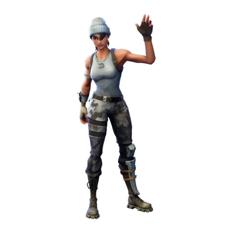 Female Character in Grey Outfit Waving