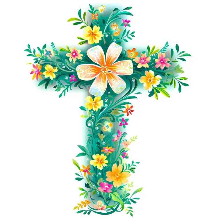 Floral Cross with Flowers