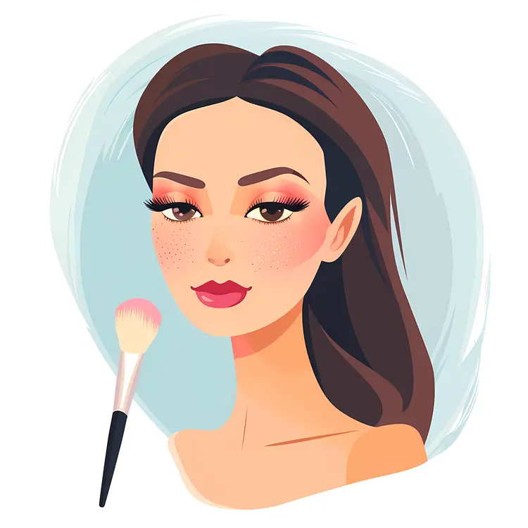 Woman Applying Makeup with Brush