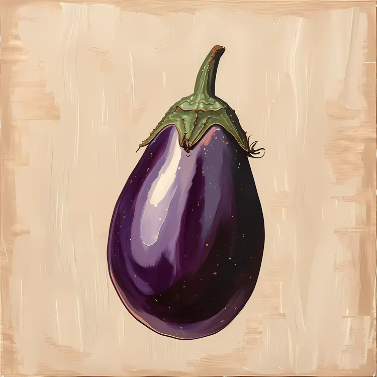 Eggplant Illustration on Beige Background