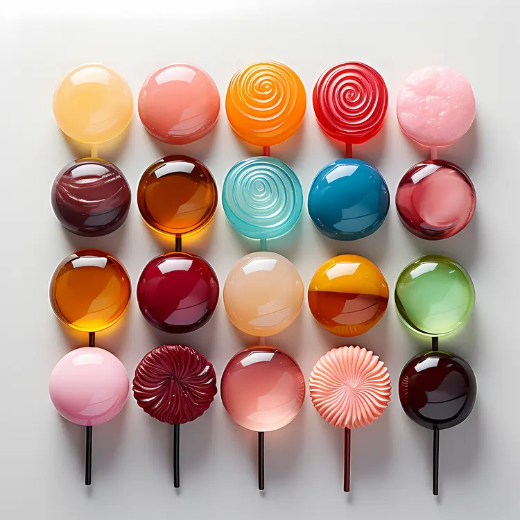 Variety of Colorful Lollipops in Different Designs