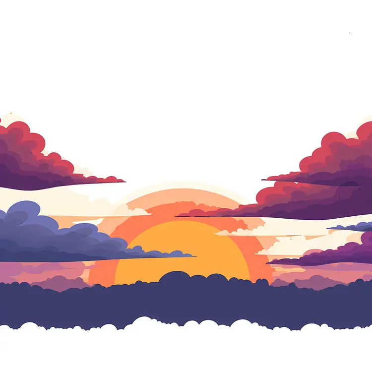 Sunset with Purple and Orange Clouds