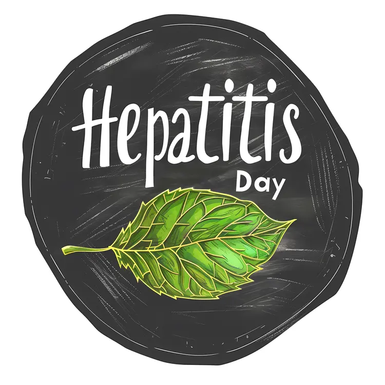 Hepatitis Day Awareness Stamp with Green Leaf