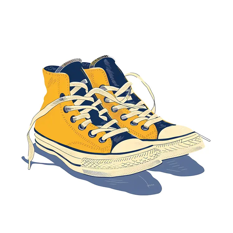 Yellow and Blue High-Top Sneakers Illustration