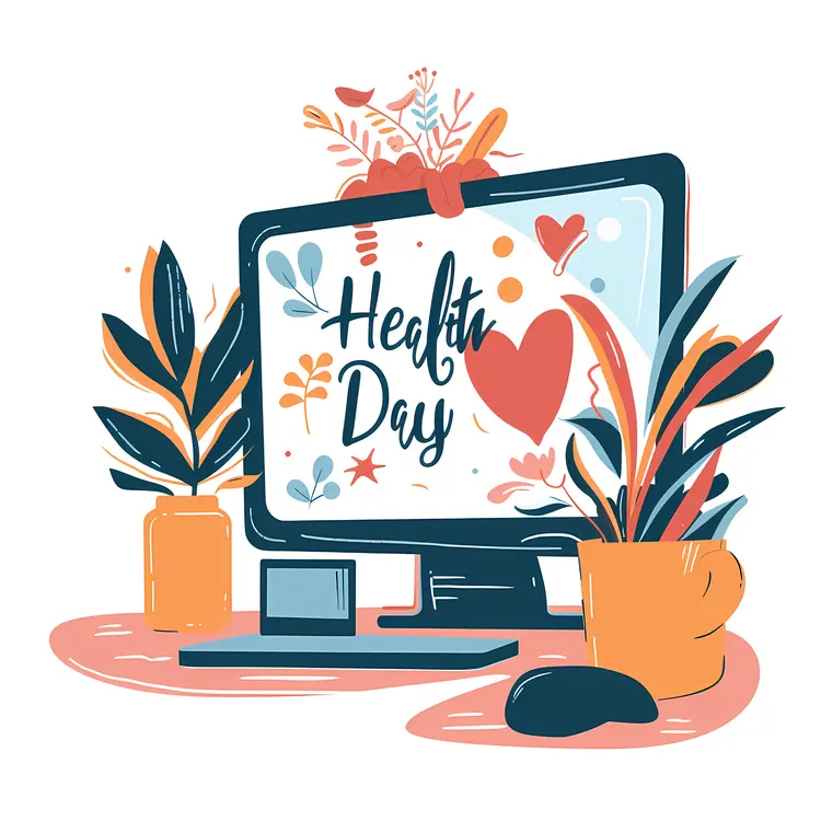 Health Day Celebration with Computer and Plants