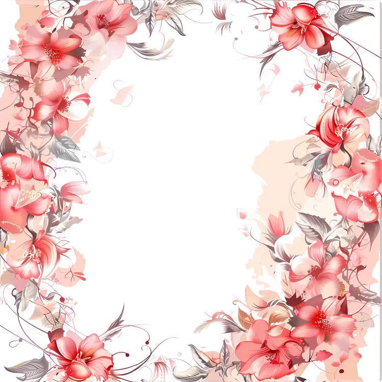 Pink Floral Decorative Frame