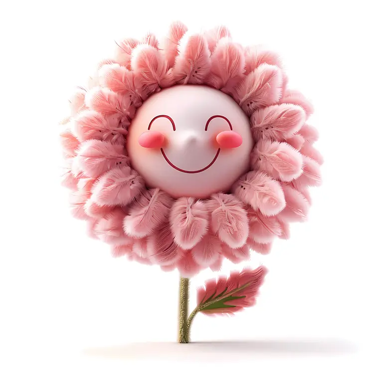 Smiling Pink Flower Cartoon with Petals