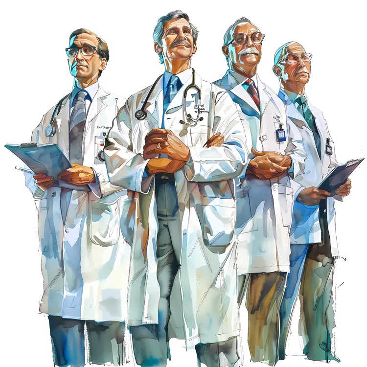 Group of Confident Doctors Illustration