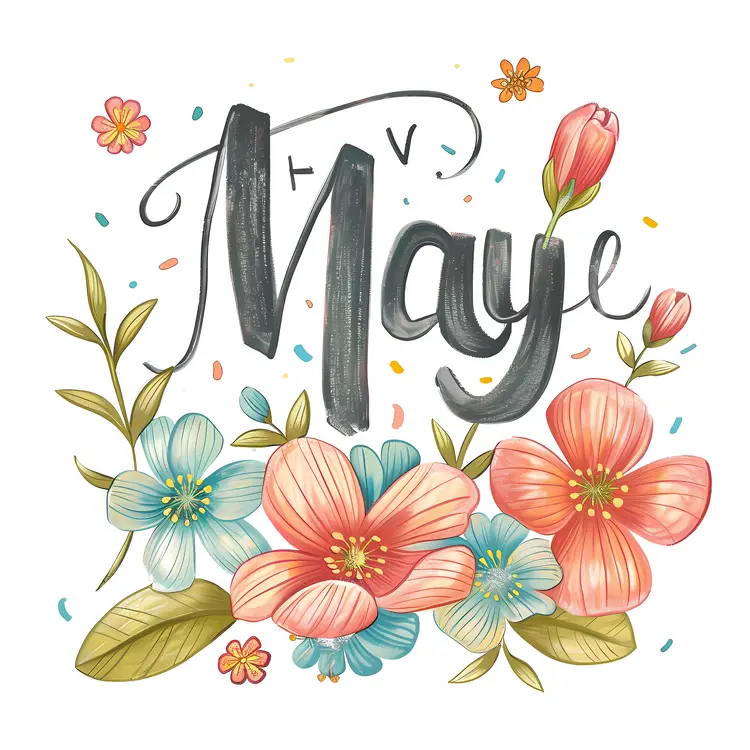 Hello May Greeting with Colorful Flowers