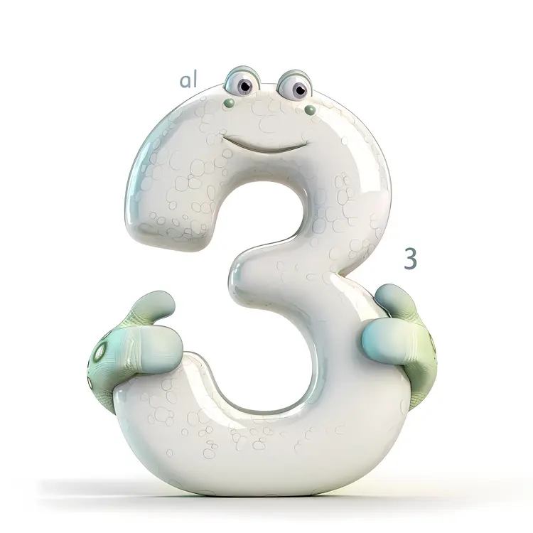 Cute Cartoon Number Three