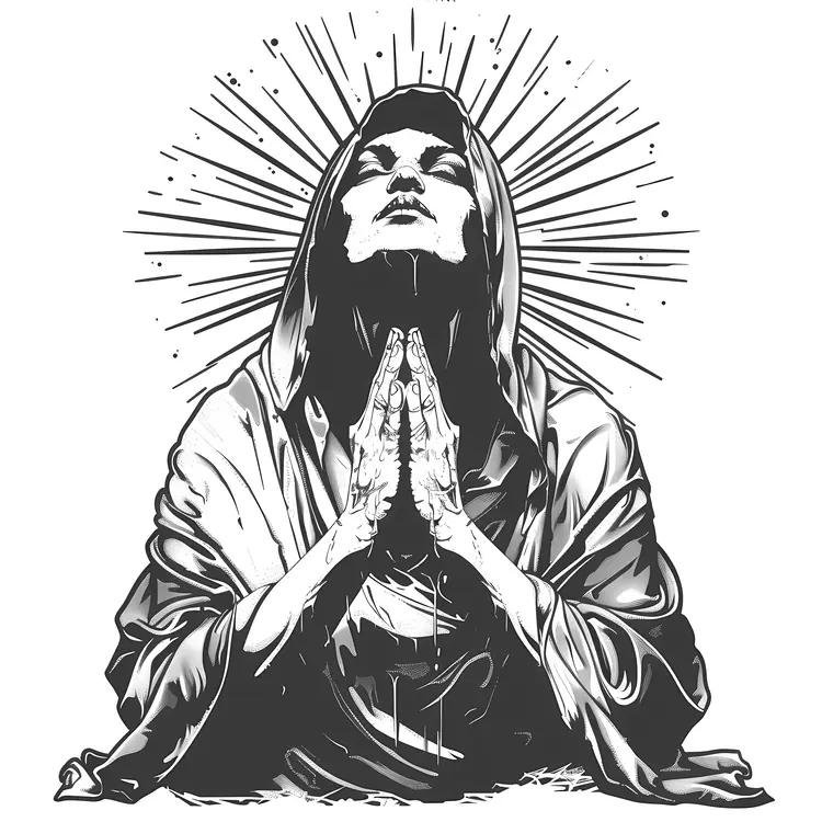 Praying Woman with Radiant Halo