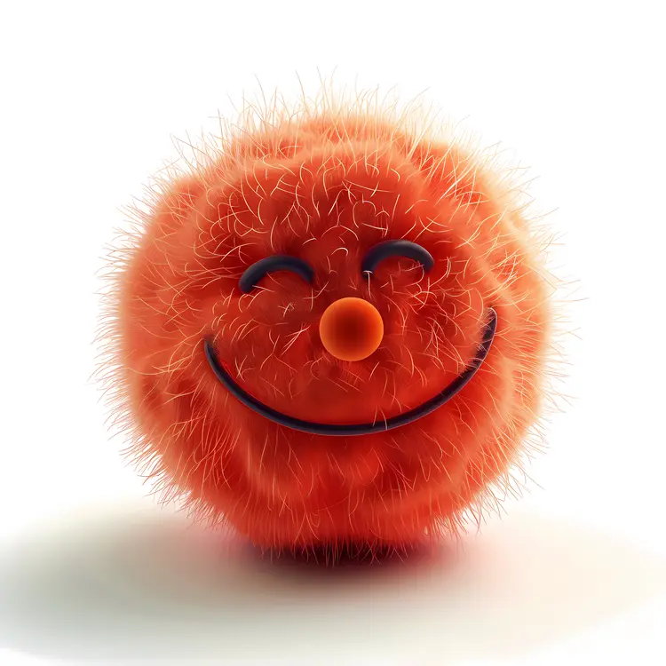 Smiling Orange Fuzzy Ball Cartoon