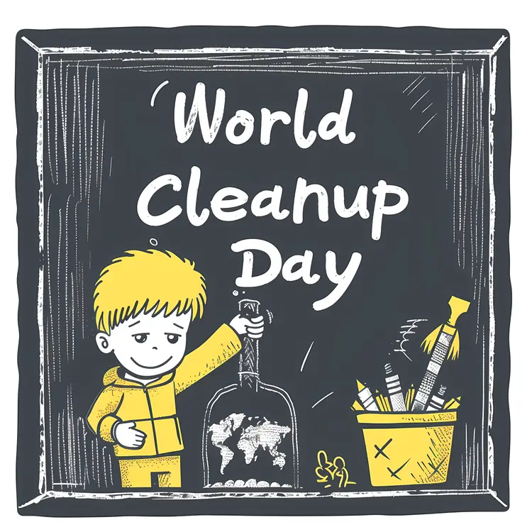 World Cleanup Day Chalkboard Illustration