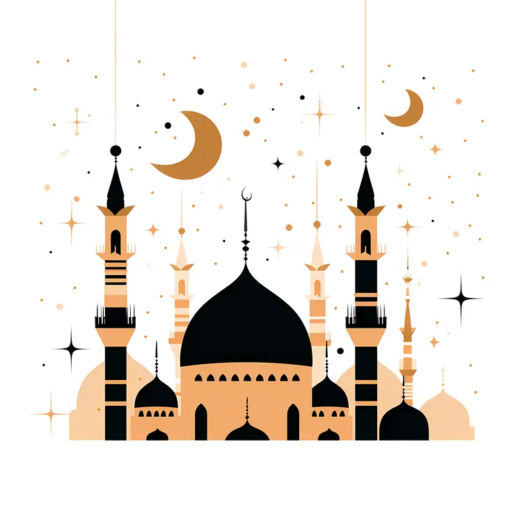 Elegant Night Mosque Illustration