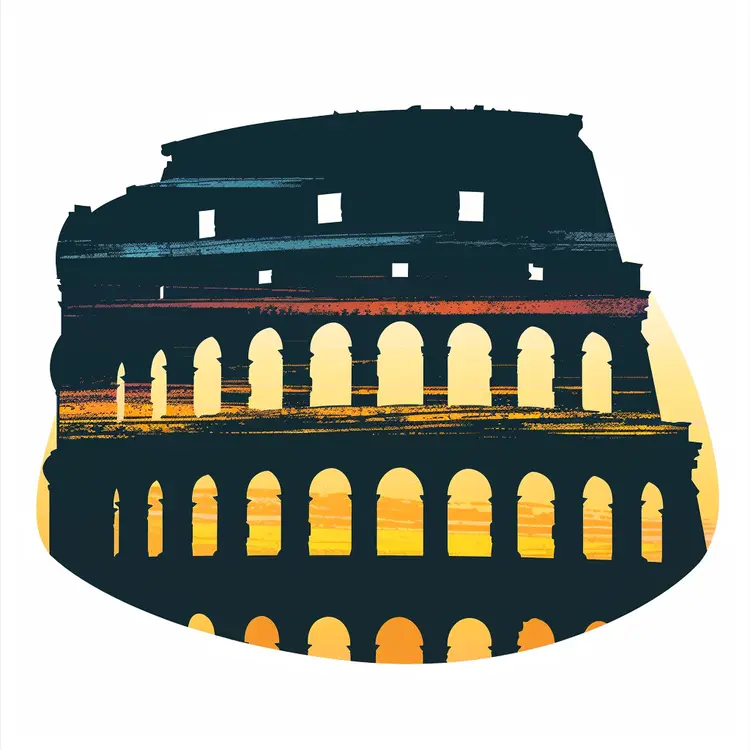 Colosseum at Sunset Illustration