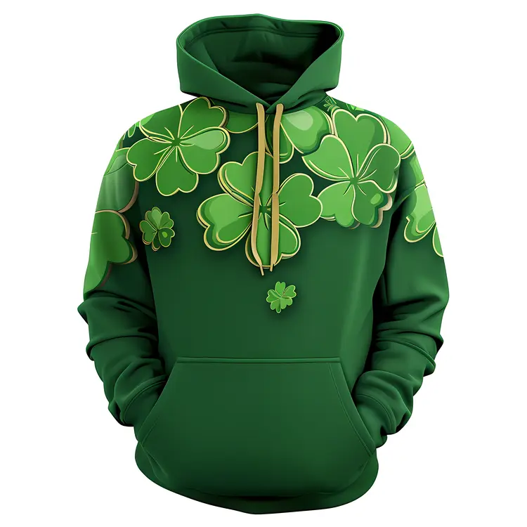 Green Hoodie with Large Shamrocks