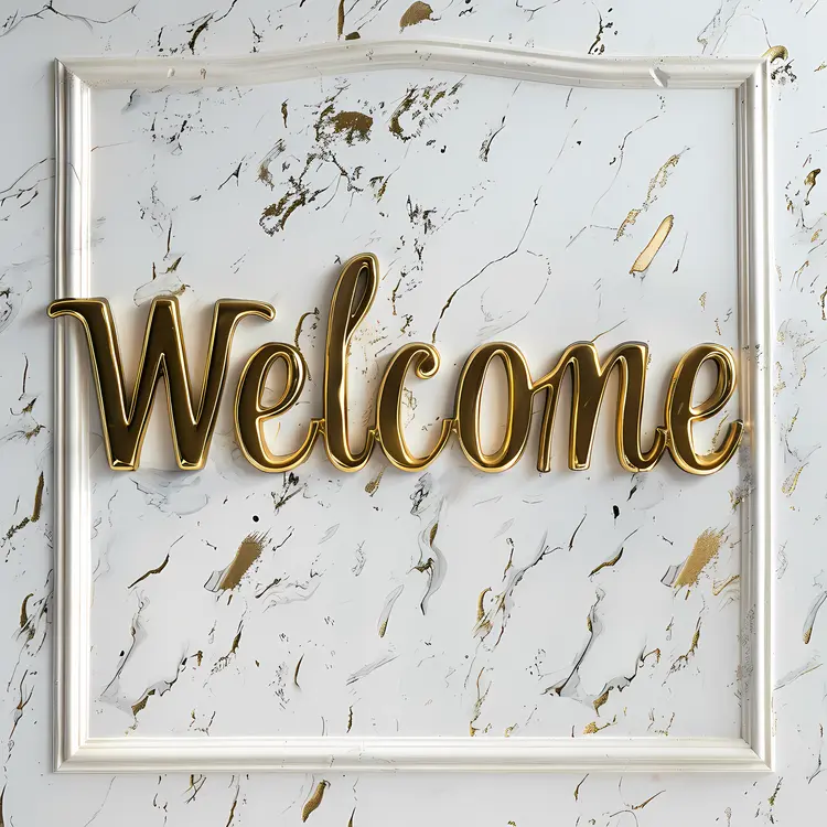Framed Golden Welcome Sign