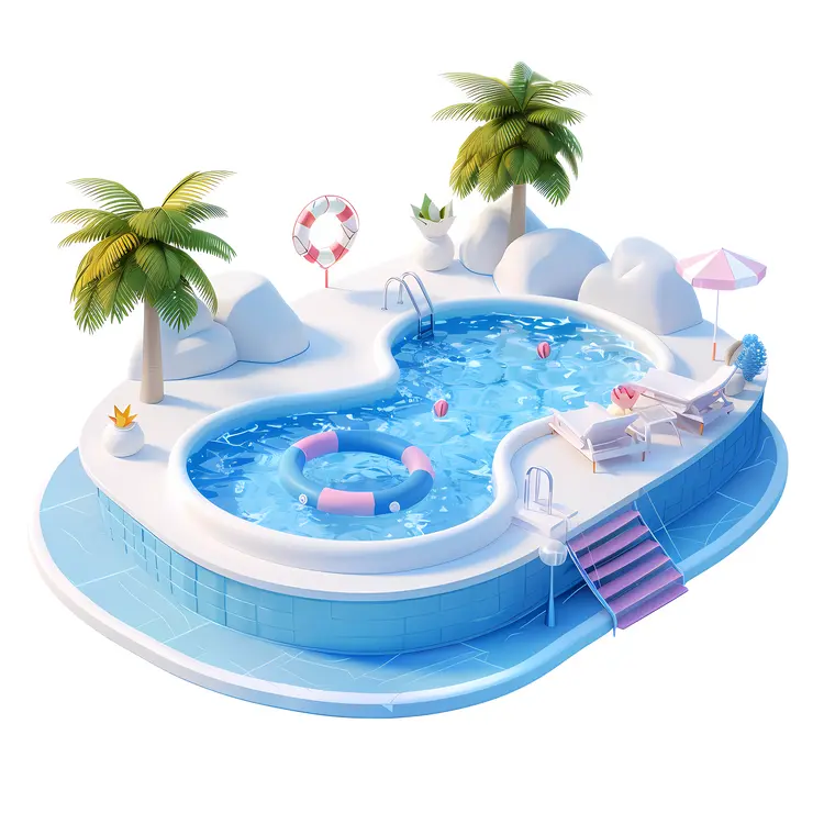 Swimming Pool with Palm Trees