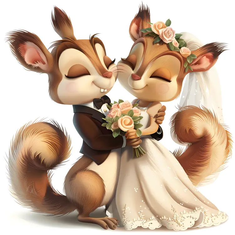Squirrels in Wedding Attire