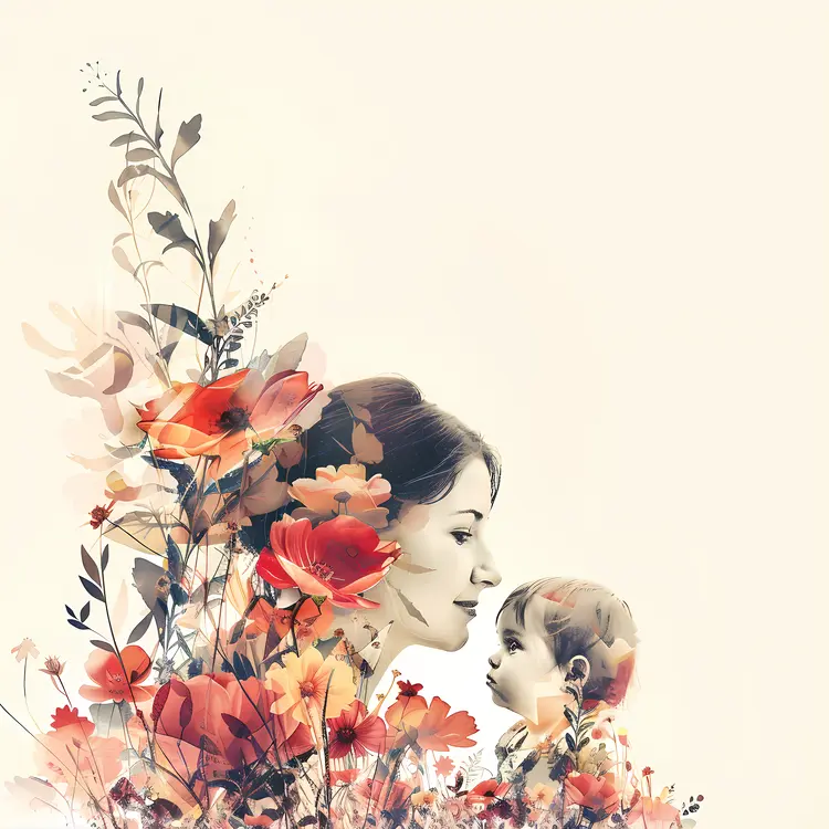 Floral Mother and Child