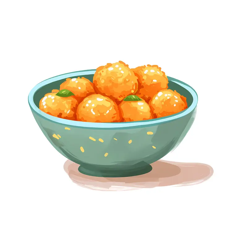 Orange Balls in Blue Bowl