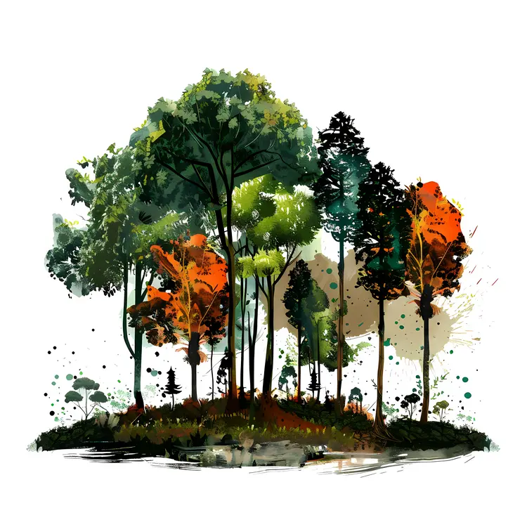 Autumn Forest Trees Art